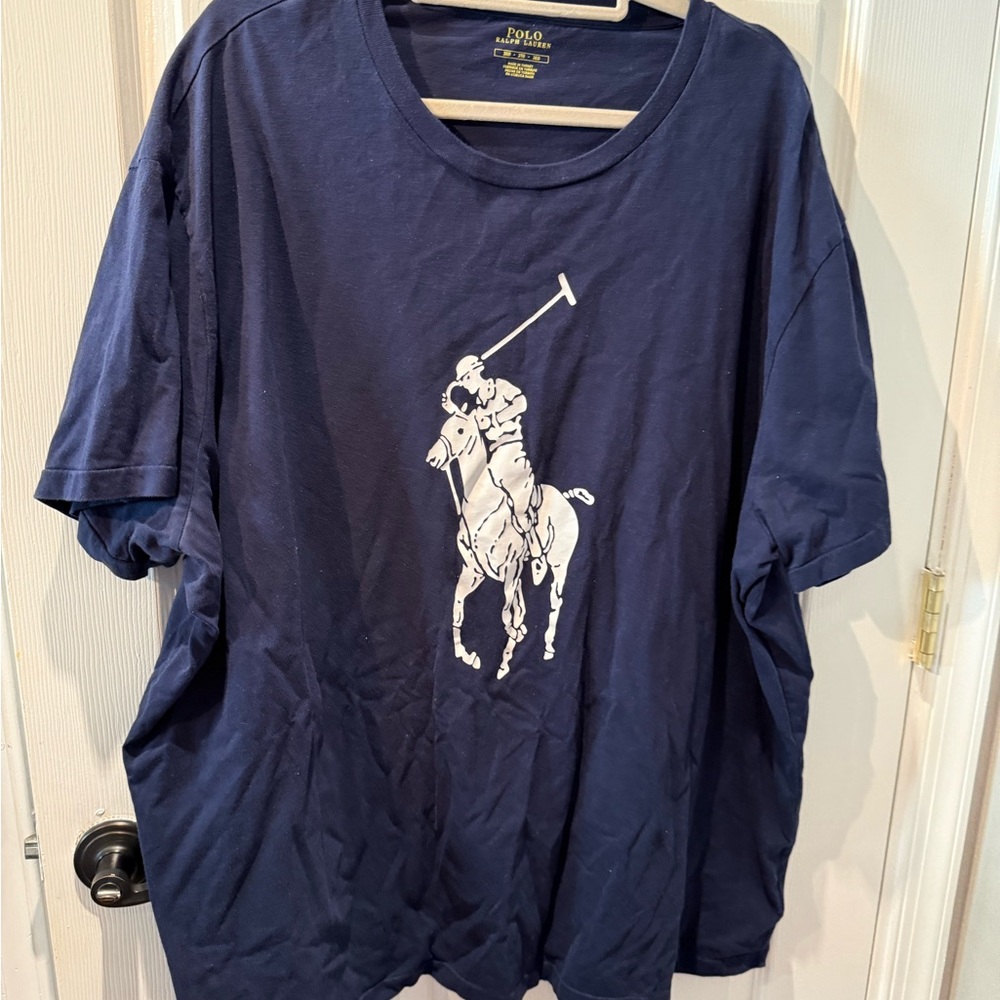 Ralph Lauren Navy Short Sleeve Tee with White Polo Player Graphic